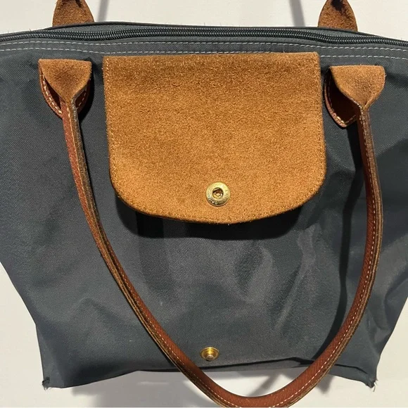 LONGCHAMP Le Pliage Tote bag Charcoal gray Canvas Small - Picture 8 of 11